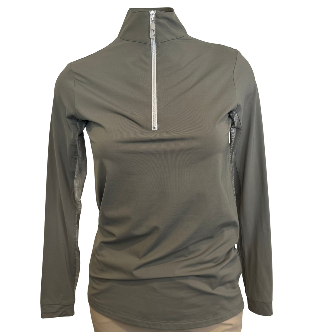 Tailored Sportsman IceFil Zip Shirt, Army with Silver Zipper