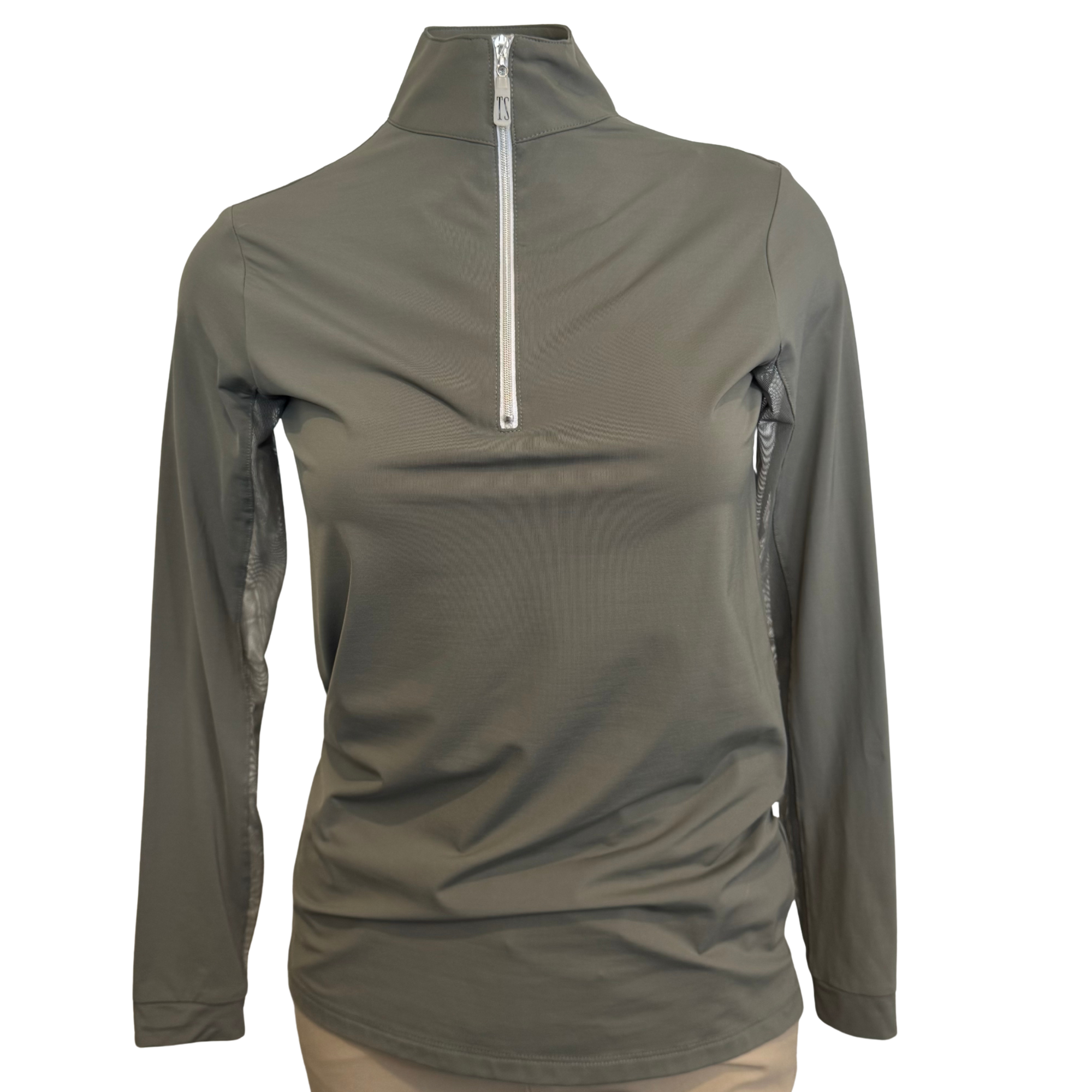 Tailored Sportsman IceFil Zip Shirt, Army with Silver Zipper