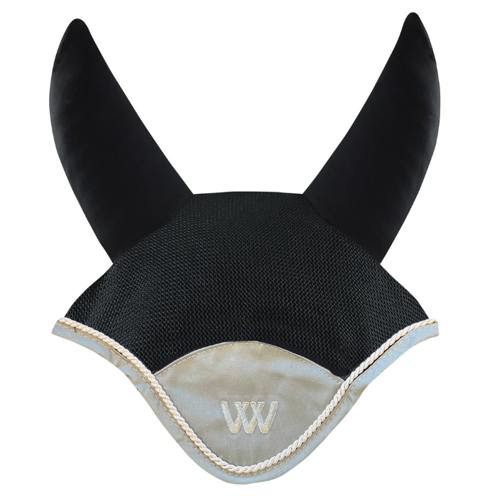 Woof Wear Black & Brushed Steel Ergonomic Fly Veil with silver rope edging and brushed steel binding.