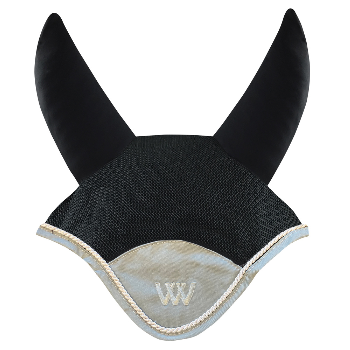 Woof Wear Black &amp; Brushed Steel Ergonomic Fly Veil with silver rope edging and brushed steel binding.