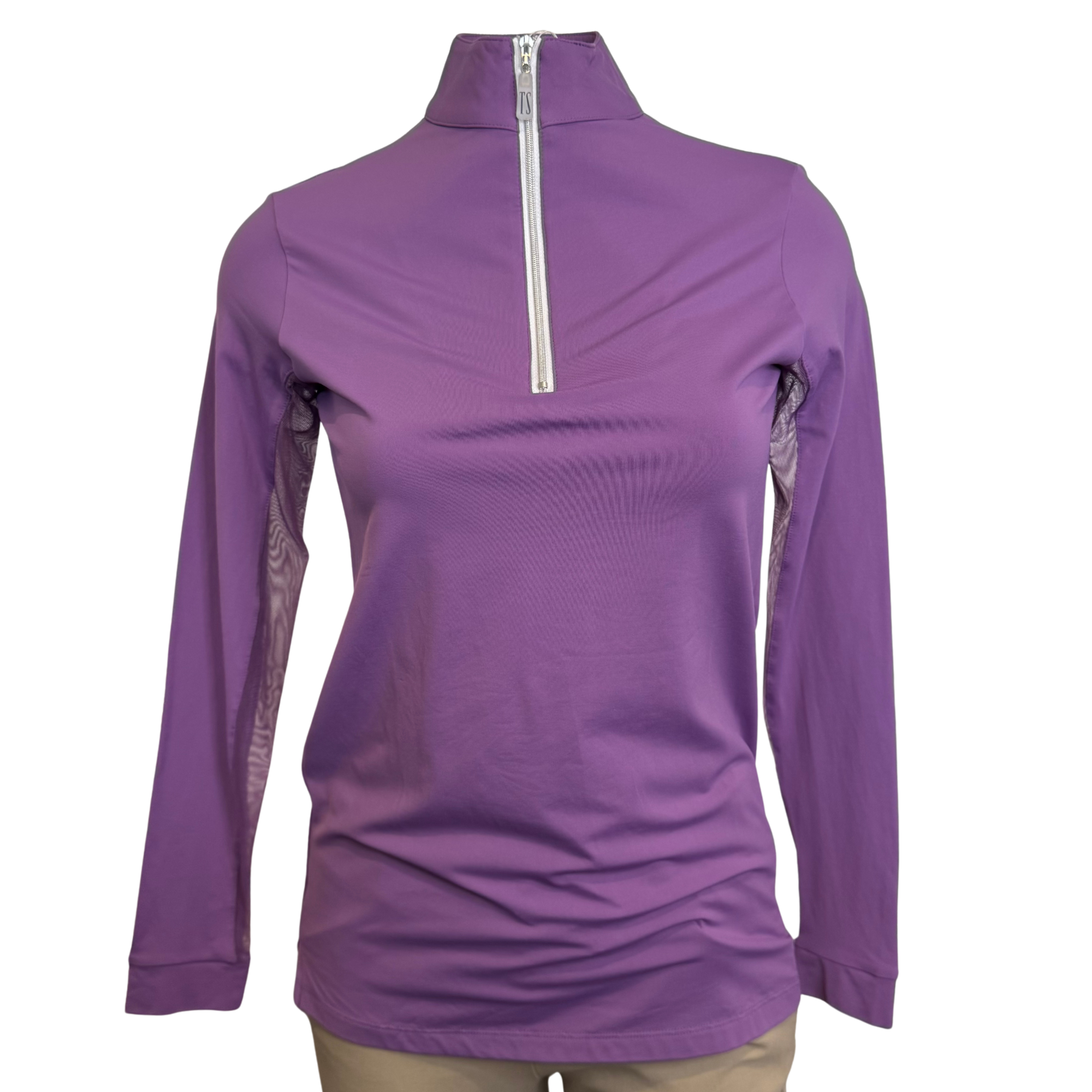 Tailored Sportsman IceFil Zip Shirt, Violet with Silver Zipper