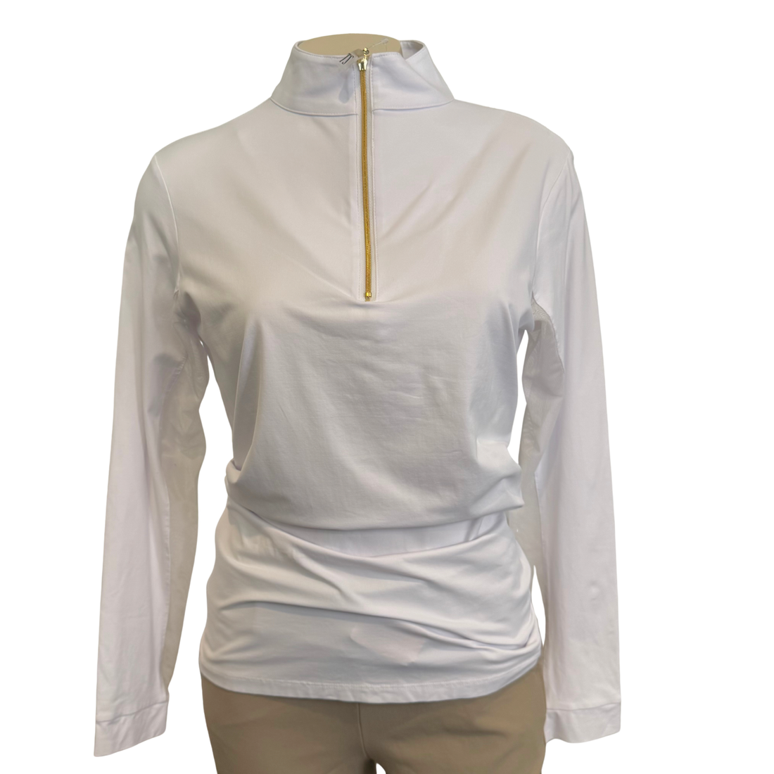 Tailored Sportsman IceFil Zip Shirt, White with Gold Zipper
