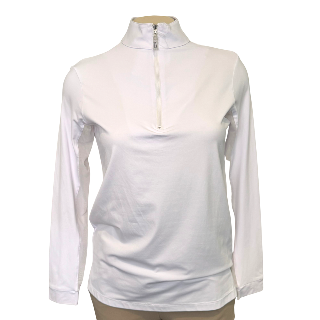 Tailored Sportsman IceFil Zip Shirt, White with White Zip