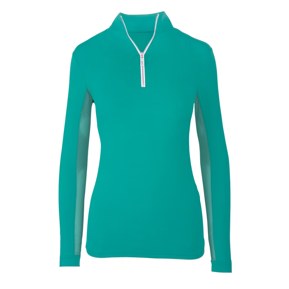 Tailored Sportsman IceFil Zip Shirt, Turquoise with Silver Zipper