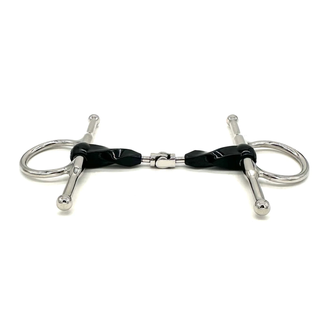 Side view of an AJR Sport Pony Rubber Twist Hinge D Bit on a white background.