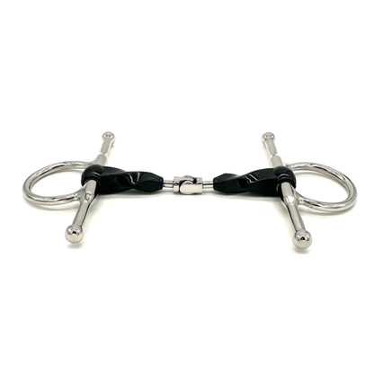 Side view of an AJR Sport Pony Rubber Twist Hinge D Bit on a white background.