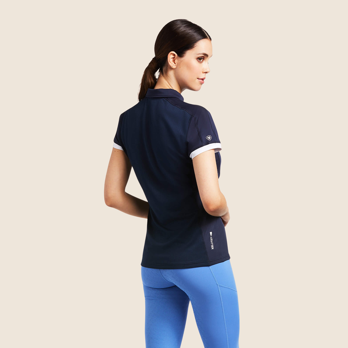 Ariat® Bandera 1/4 Zip Short Sleeve Polo, Navy