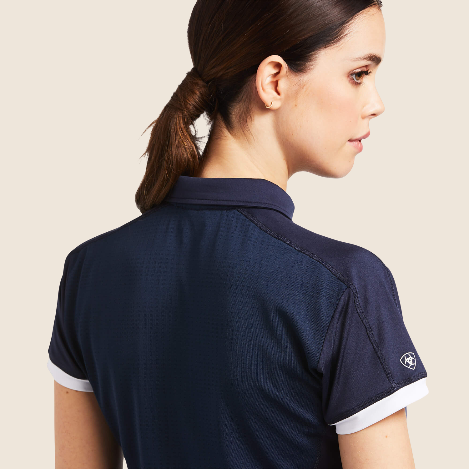 Ariat® Bandera 1/4 Zip Short Sleeve Polo, Navy