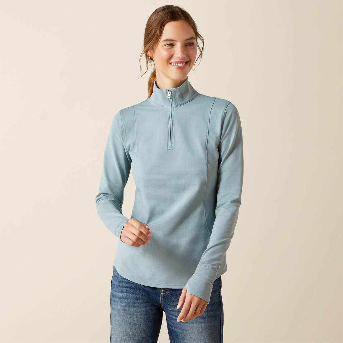 Ariat Gridwork 1/4 Zip Baselayer, Lead