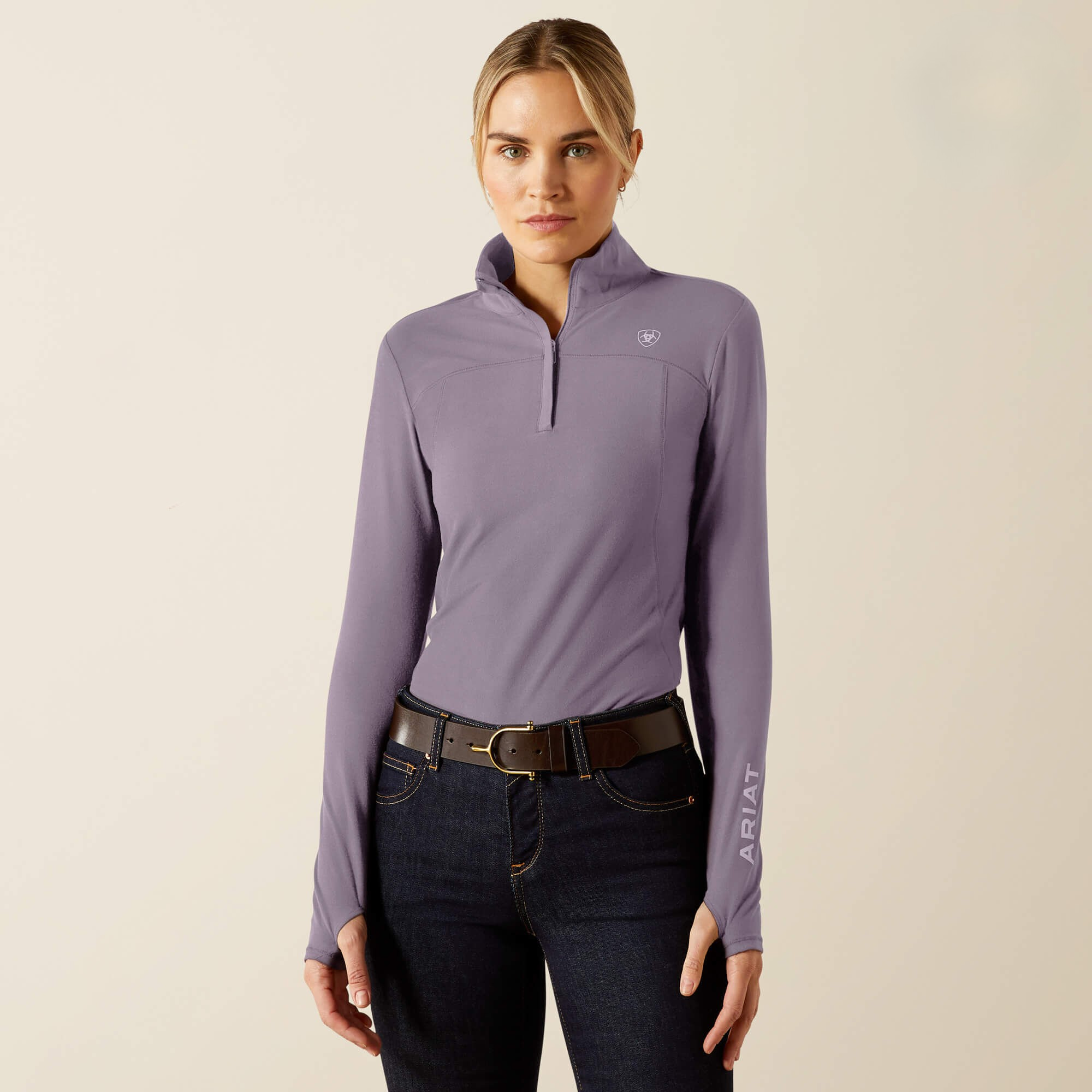 Ariat Lowell 3.0 1/4 Zip Baselayer, Purple Ash