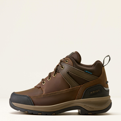 A dark chocolate brown Ariat Terrain Trek H20 waterproof hiking boot shown from the side against a white background.