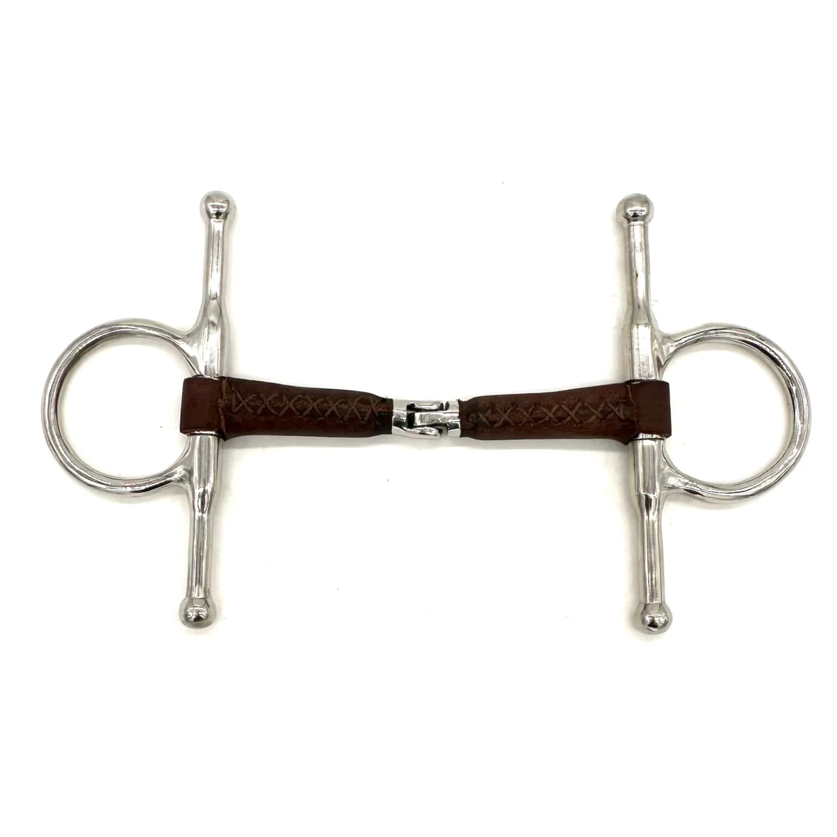 AJR Sport Pony Leather Hinge Full Cheek Bit on a white background.