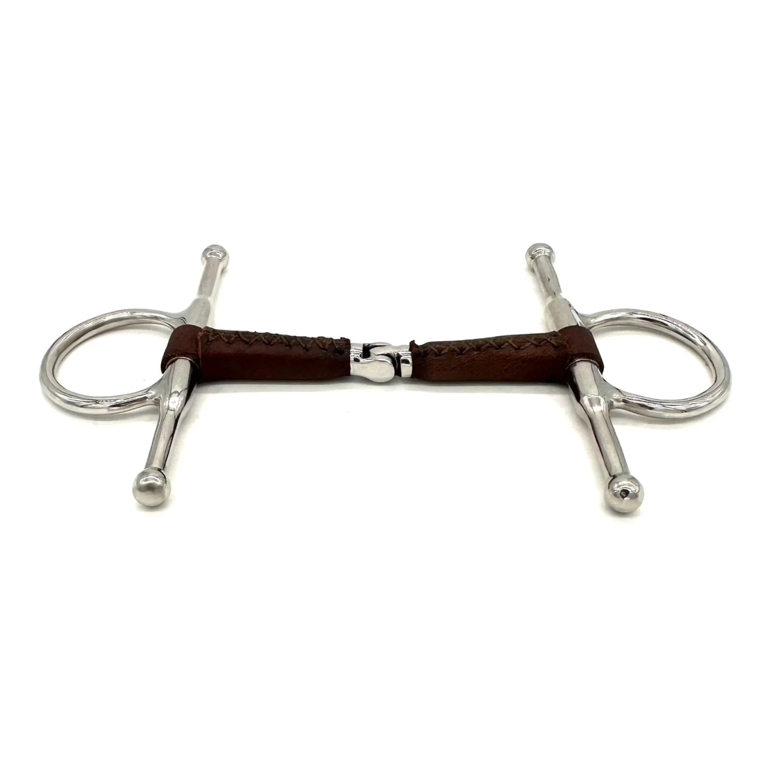 Side view of AJR Sports Pony Leather Hinge Full Cheek Bit on a white background.