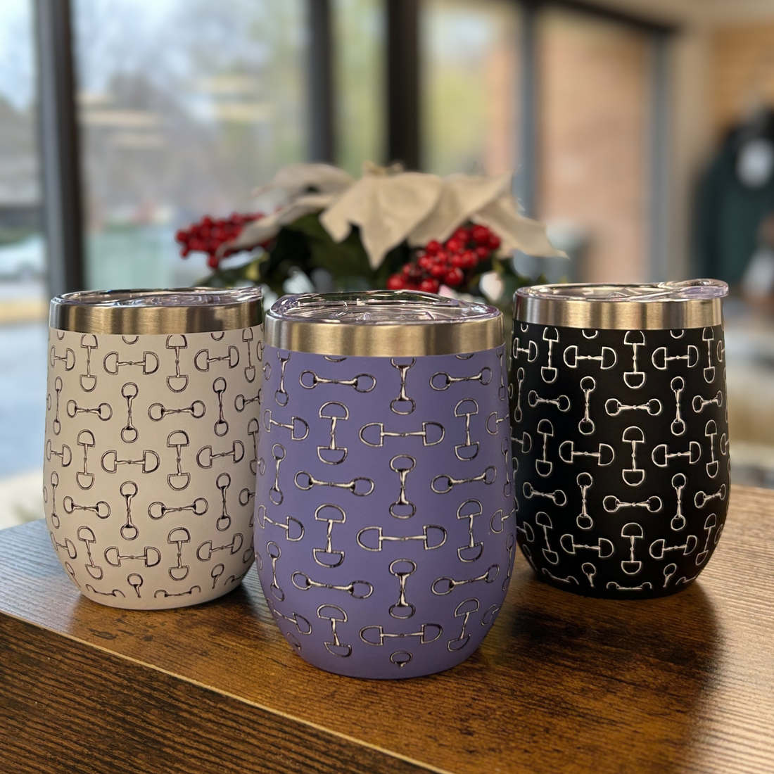 AWST &quot;Lila Vintage Snaffle Bit&quot; Stainless Steel Wine Tumbler 12 oz