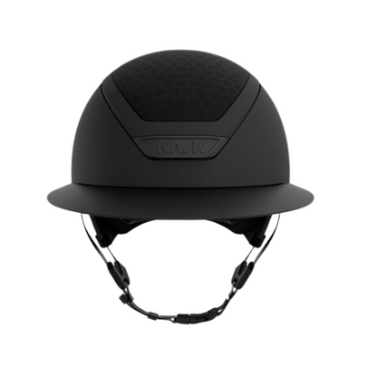 Front view of a black KASK Star Lady Hunter equestrian riding helmet with "KASK" branding against a white background.