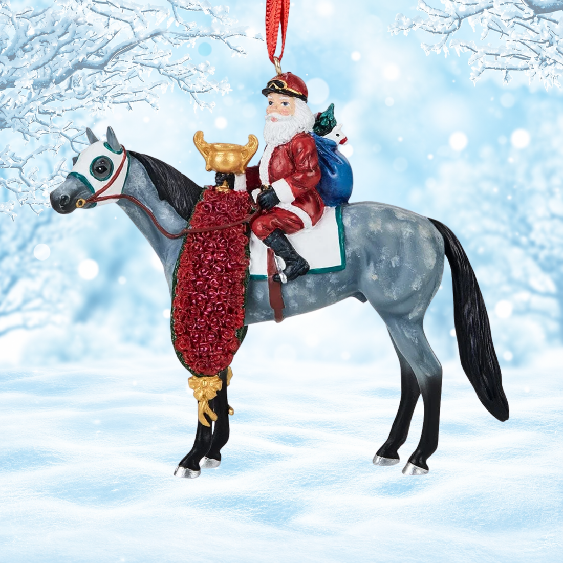 Breyer 2026 Santa Stirrup Ornament, Off to the Races