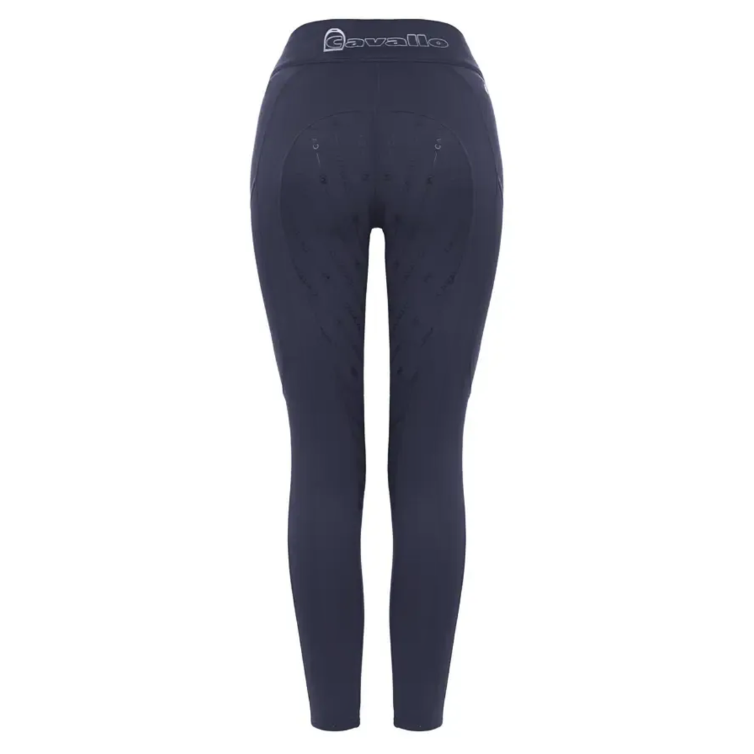 Dark navy blue Cavallo Cavalliz Grip Performance riding tights with a high waistband and grip seat, rear.