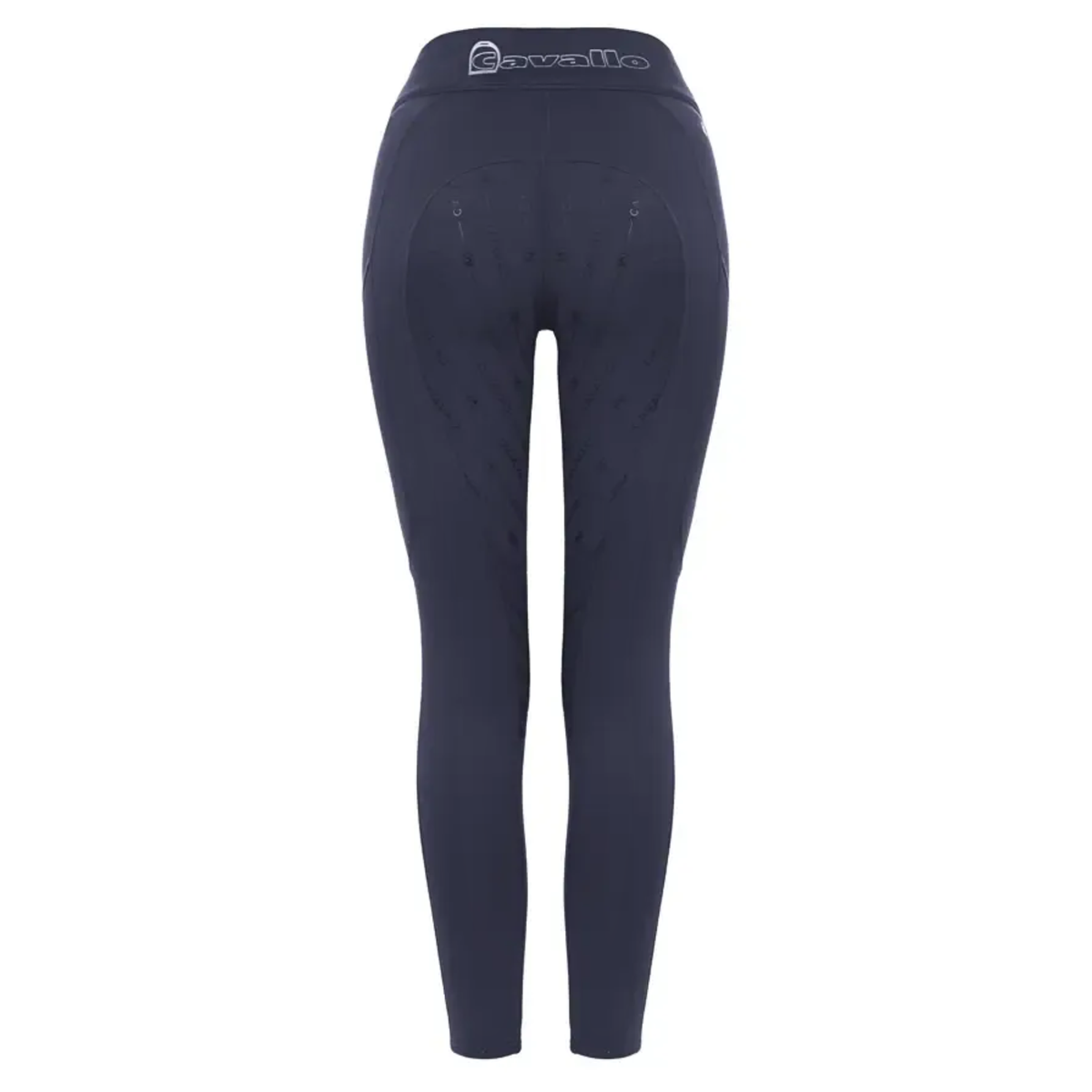 Dark navy blue Cavallo Cavalliz Grip Performance riding tights with a high waistband and grip seat, rear.
