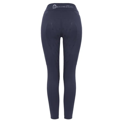 Dark navy blue Cavallo Cavalliz Grip Performance riding tights with a high waistband and grip seat, rear.