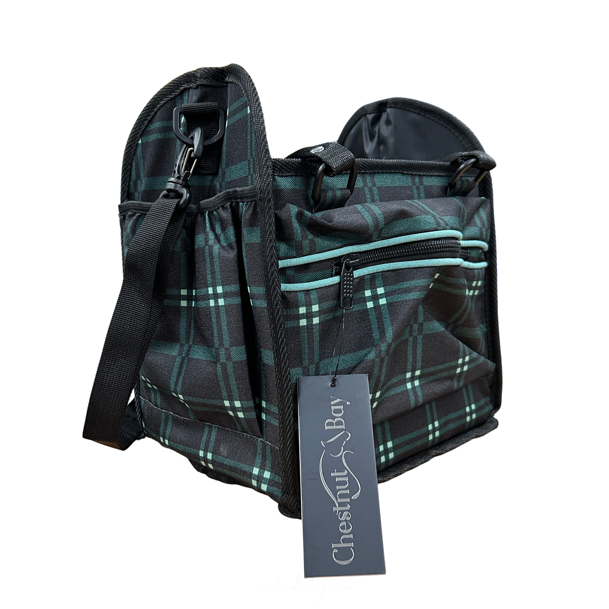 Chestnut Bay Small Collapsible Grooming Tote, Hunter Plaid