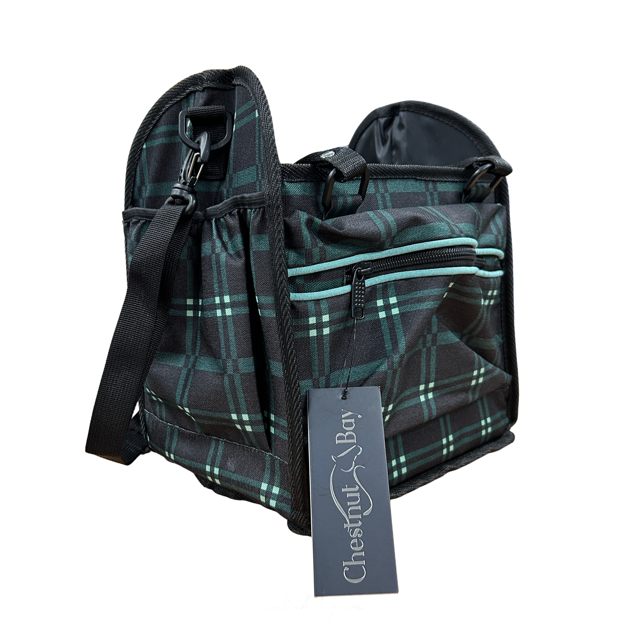 Chestnut Bay Small Collapsible Grooming Tote, Hunter Plaid
