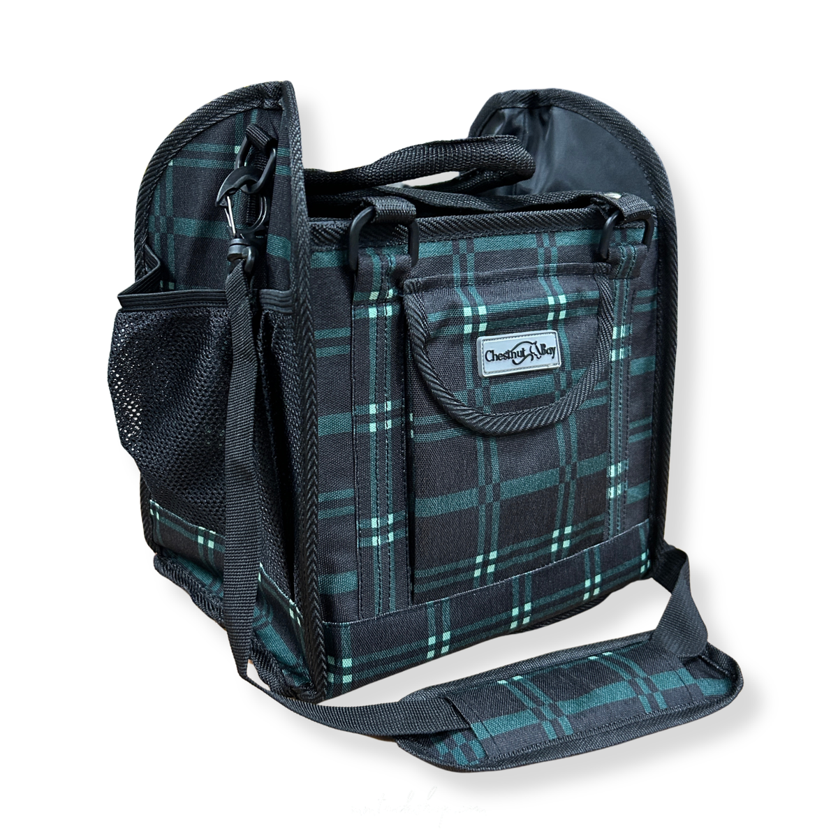 Chestnut Bay Small Collapsible Grooming Tote, Hunter Plaid