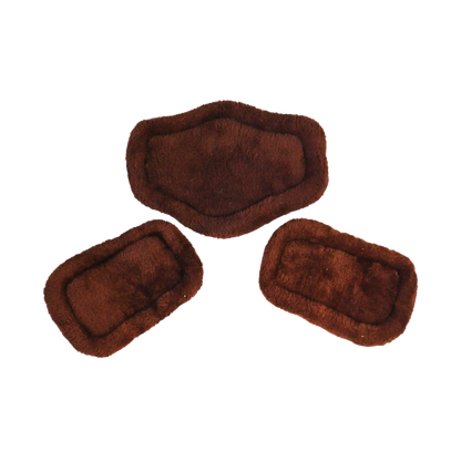 Set of brown  fleece pads for short comfort girth.
