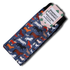 A pair of boot socks from Dreamers & Schemers featuring a navy blue background with a pattern of various horse breeds in red, brown, white, and black. The socks are shown folded with a branded tag attached.