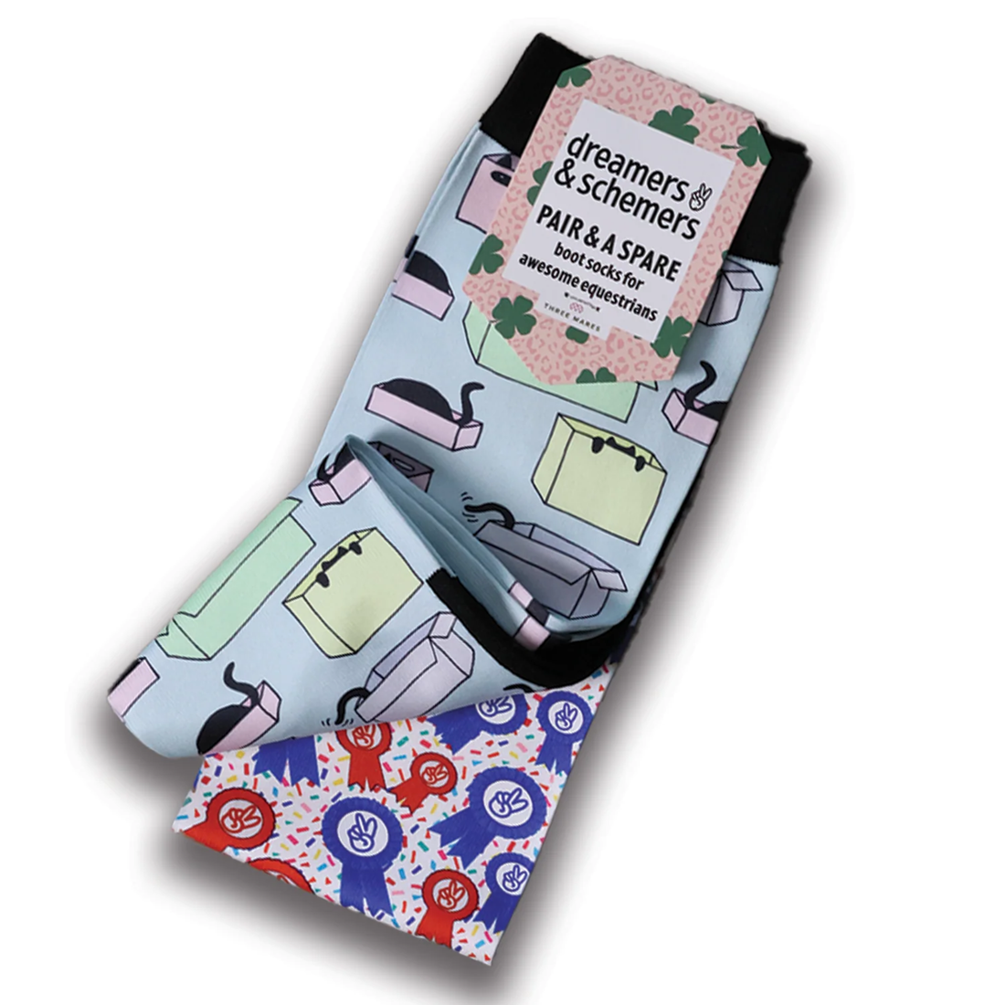 Dreamers &amp; Schemers Cat In A Box Pair &amp; A Spare Boot Socks