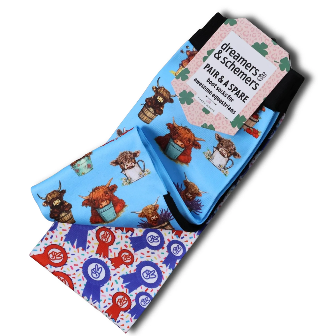 Dreamers &amp; Schemers Highland Cow Pair &amp; A Spare Boot Socks