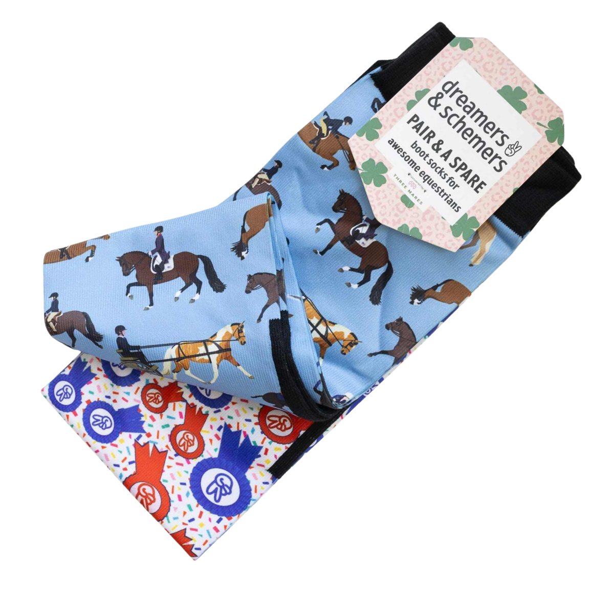 Dreamers &amp; Schemers The Pony Island Horse Sorts Pair &amp; A Spare equestrian boot socks.