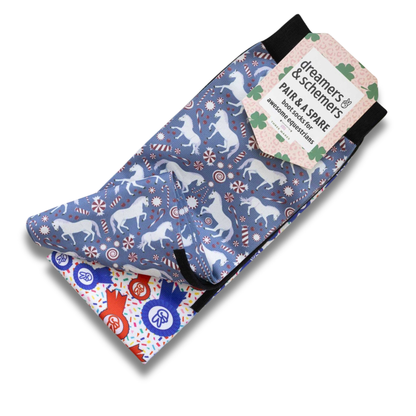 Dreamers &amp; Schemers Peppermint Ponies Pair &amp; A Spare equestrian boot socks