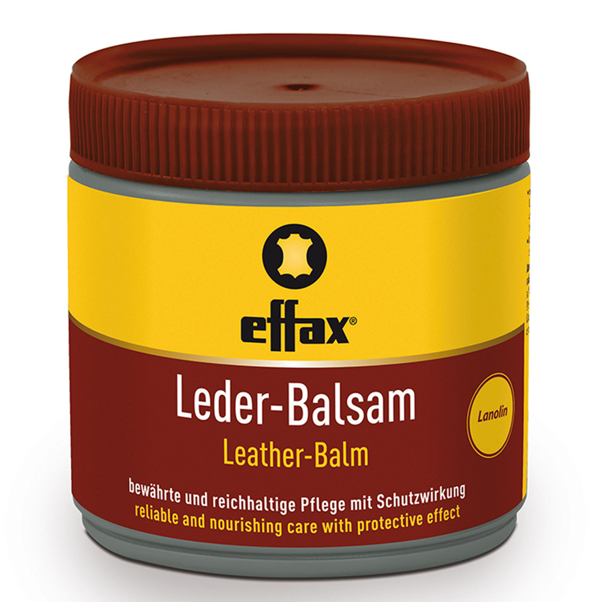 A jar of Effax Leder-Balsam Leather Balm.