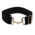 A black elastic Ellany 2" Core Collection belt with polished gold-tone snaffle bit buckle, shown on a plain white background.