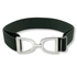 A hunter green Ellany Limited Edition belt with a polished silver-tone metal bit buckle featuring the brand name &
