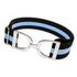 A navy & light blue Kenzie Limited Edition Ellany belt with a polished silver-tone metal buckle featuring the brand name &