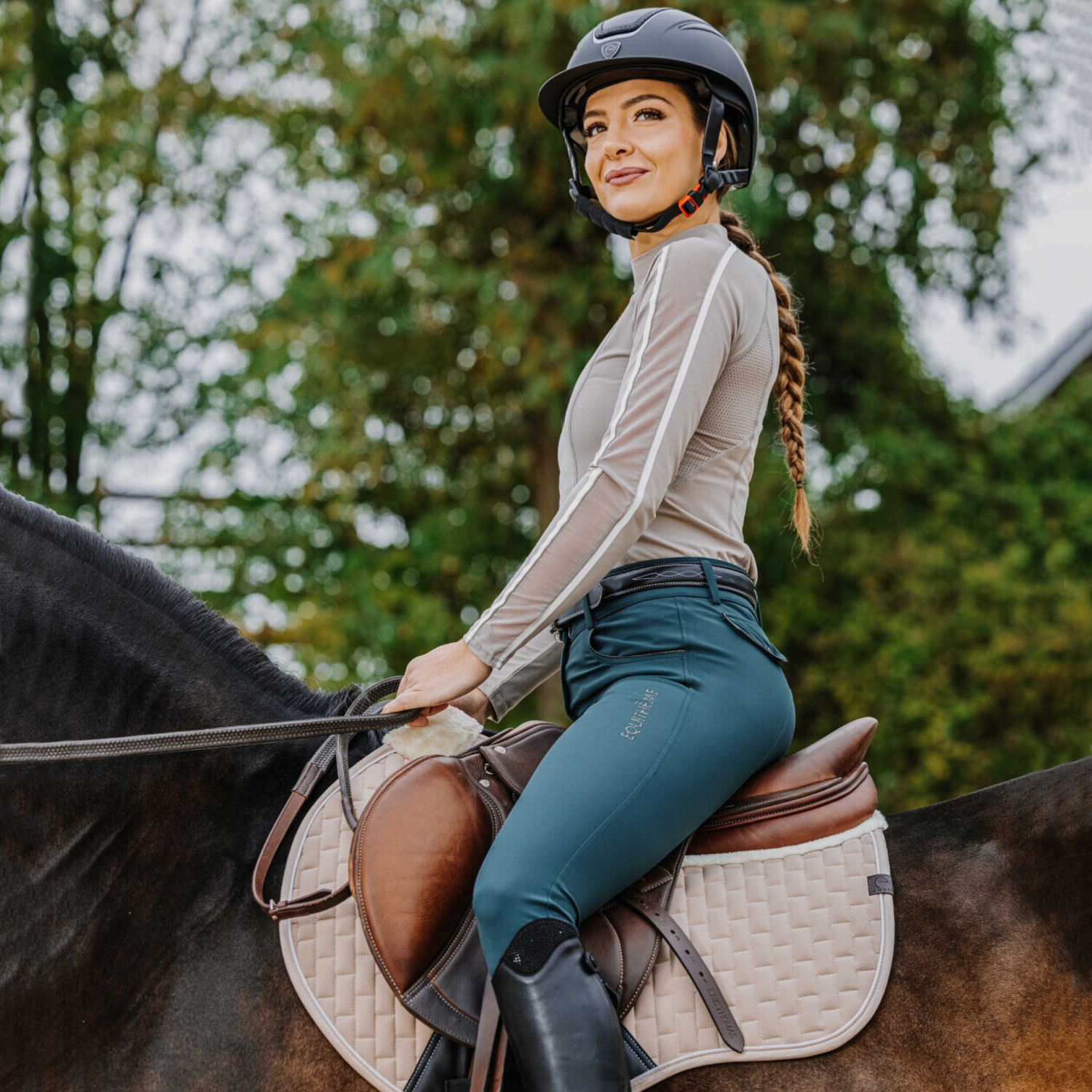 Equitheme Beverly Full Seat Breeches, Dark Green