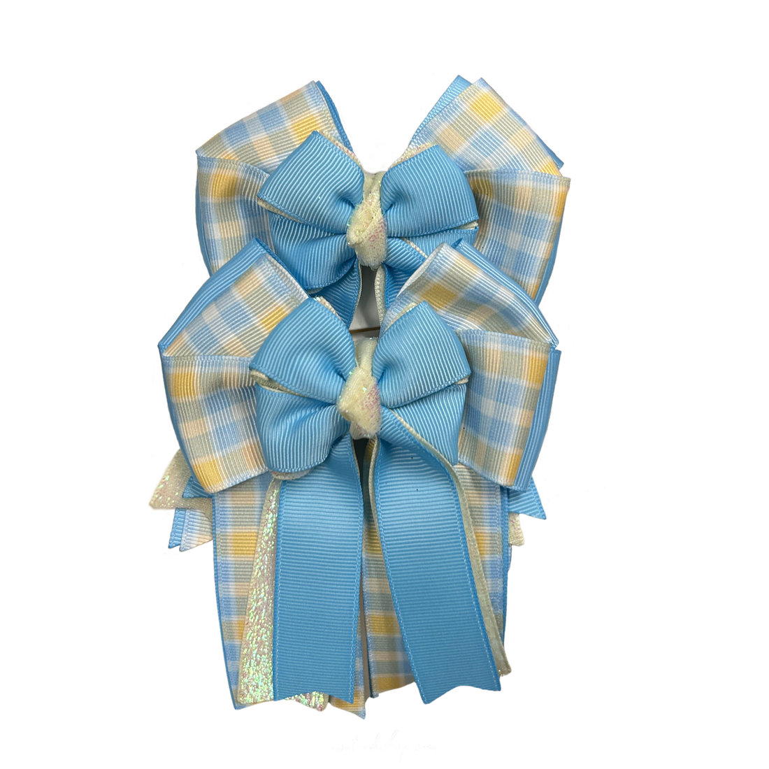 FabbyFab "Light Blue &amp; Yellow Plaid " Show Bows