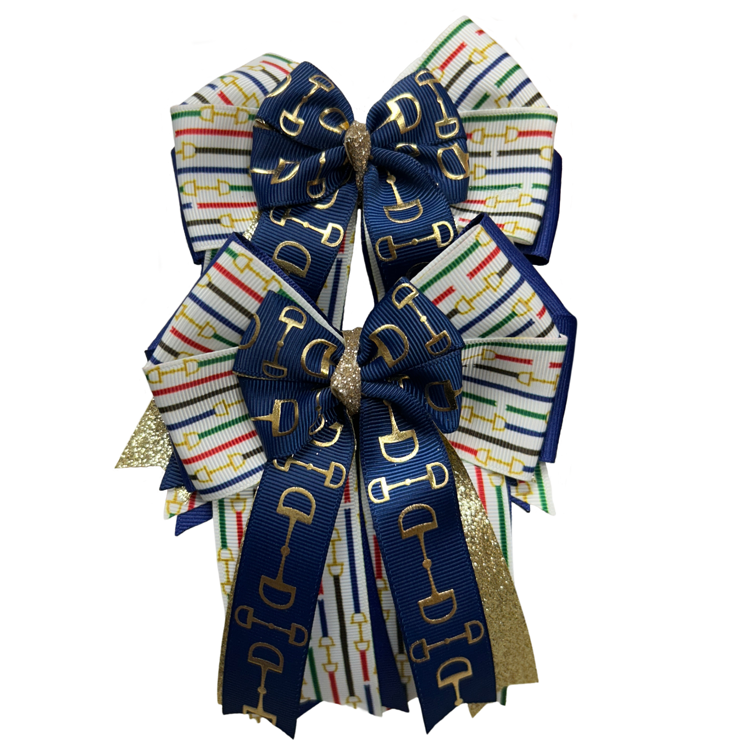 FabbyFab "Navy Bit Stripes " Show Bows
