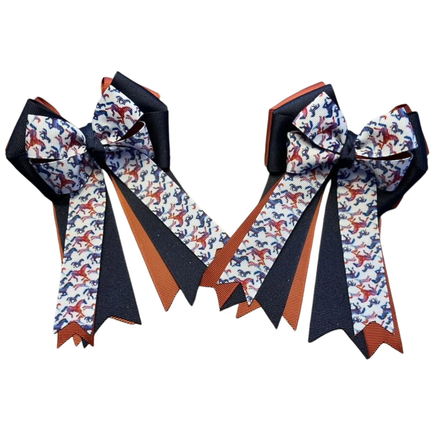 FabbyFab "Navy Rust Horses" Show Bows