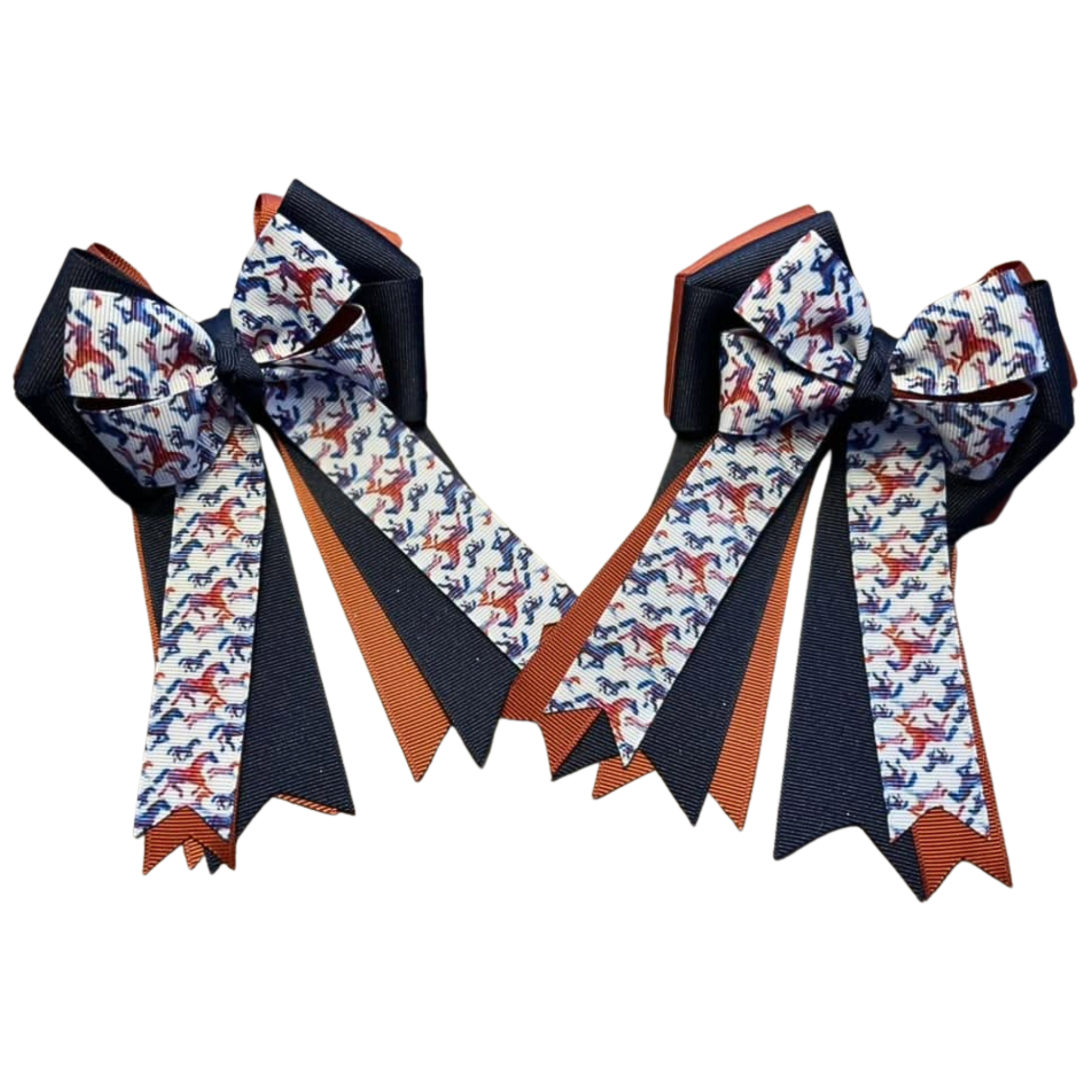 FabbyFab "Navy Rust Horses" Show Bows