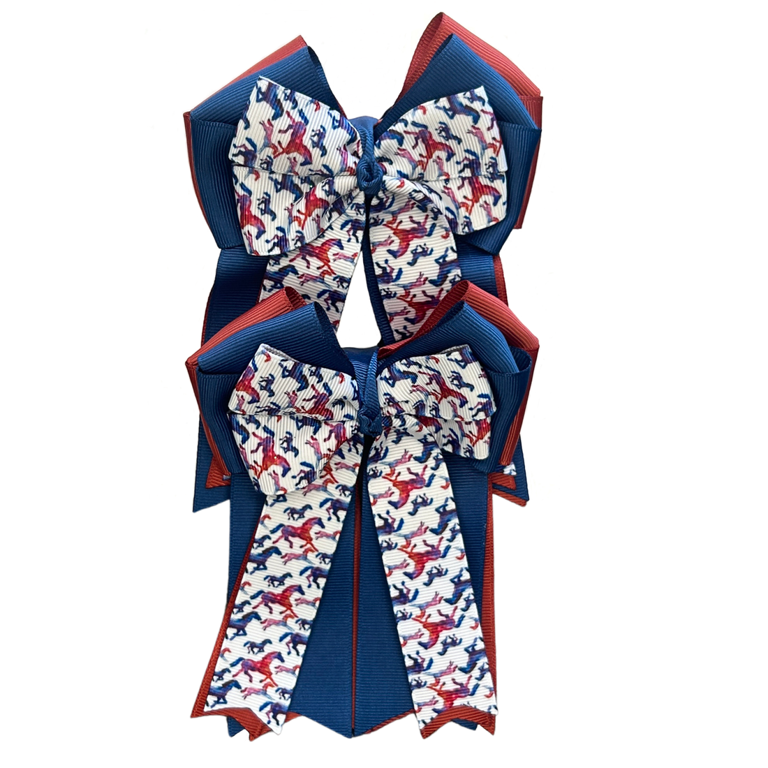 FabbyFab "Navy Rust Horses" Show Bows