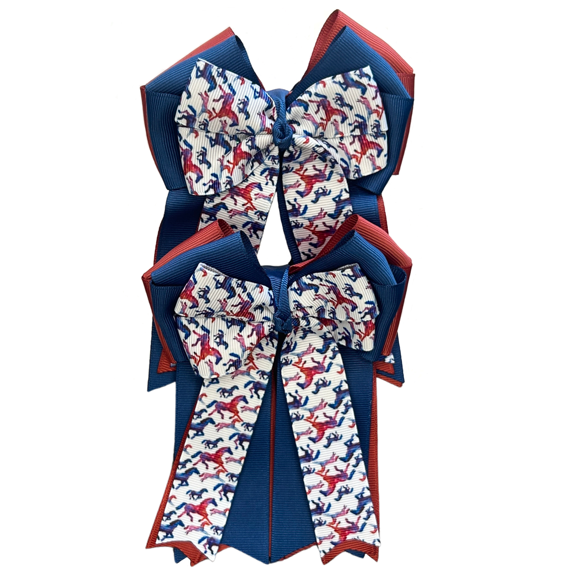 FabbyFab "Navy Rust Horses" Show Bows
