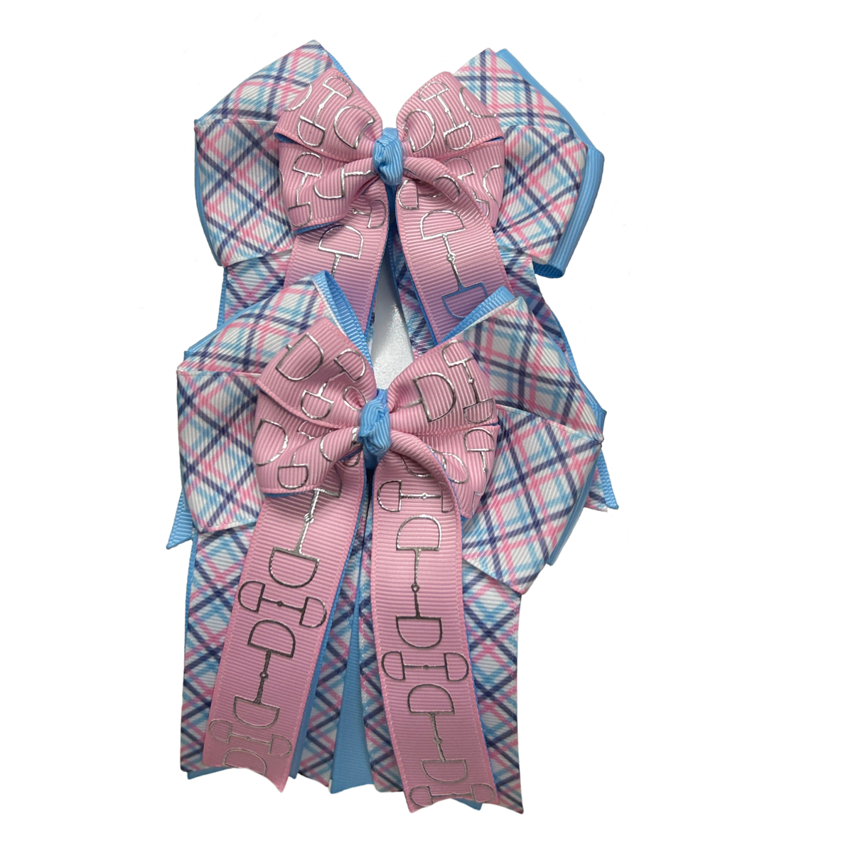FabbyFab "Pink Light Blue Plaid" Show Bows