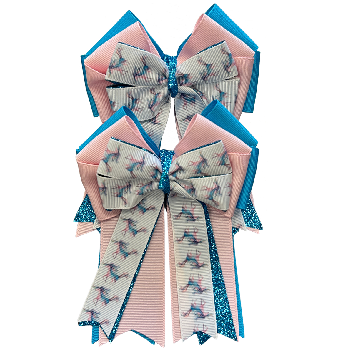 FabbyFab "Pink Turquoise Horse" Show Bows
