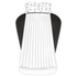 A white pleated equestrian stock tie with black crystals displayed on a black mannequin torso against a plain white background.