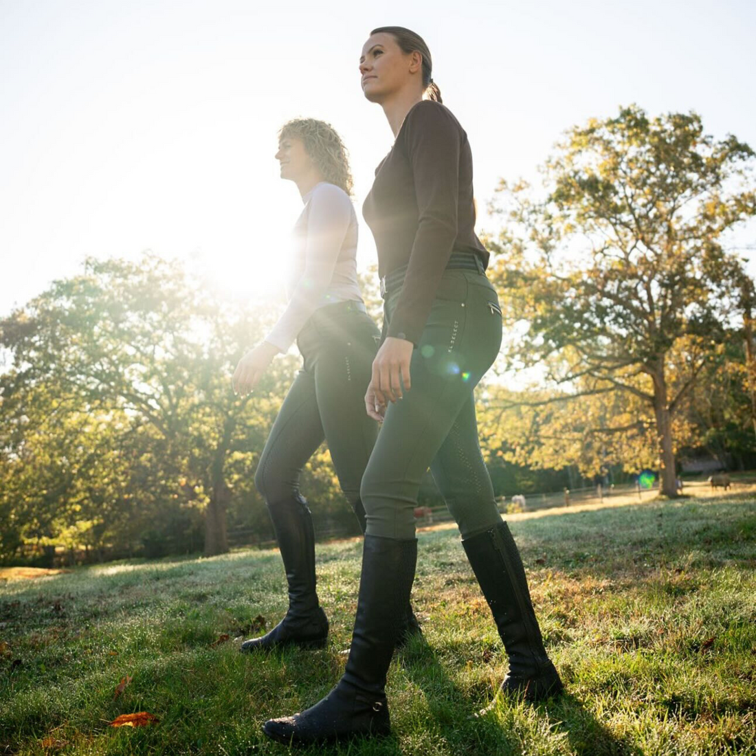 KL Select Gabrielle Knee Patch Breeches,  Olive/Espresso Piping