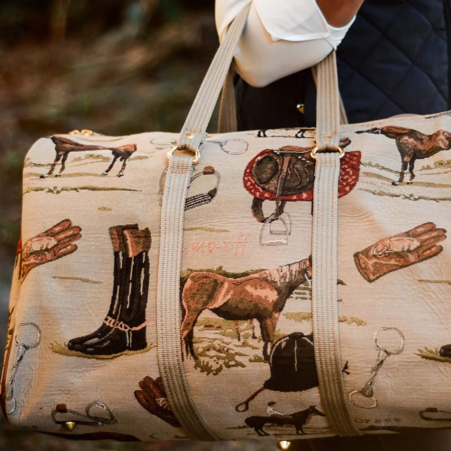Huntley Equestrian Tapestry Duffle Bag, English Design