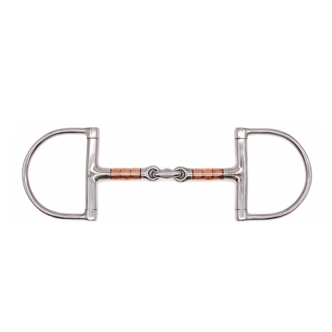 Jake Adams Equestrian Copper Roller Elliptical D bit on a white background. 