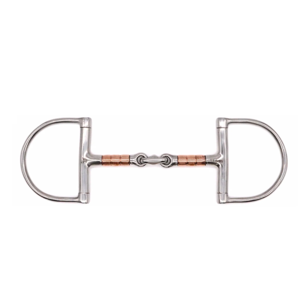 Jake Adams Equestrian Copper Roller Elliptical D bit on a white background. 